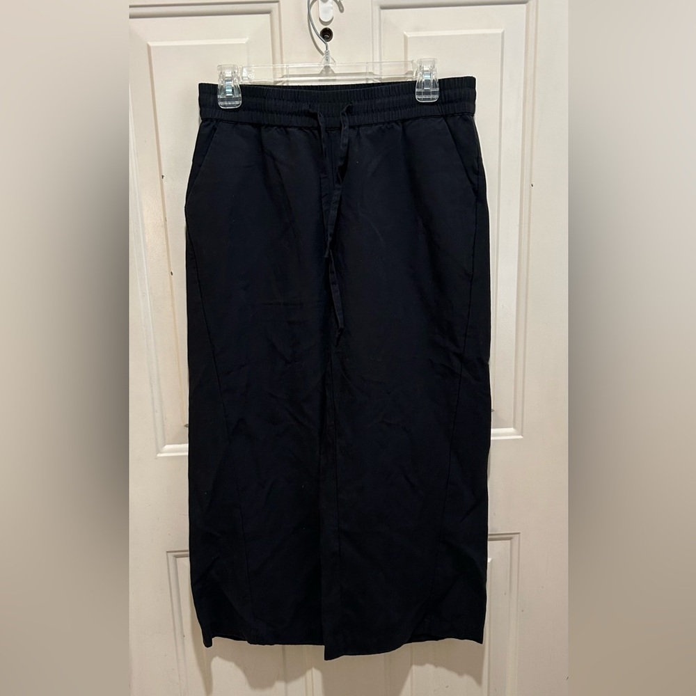 Nau women’s black pants wide leg tensel linen blend pants - size 5